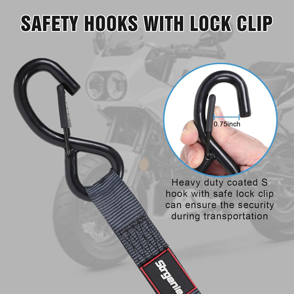 Retractable Ratchet Straps Automatic Ratchet Straps Self Retractable Ratchet Tie down Straps 4Pack 12FT Cargo Straps for Motorcycle, Truck, Boat
