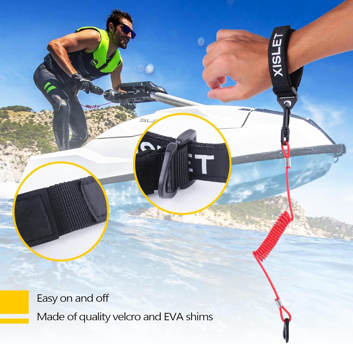 Yamaha Jet Ski Key Lanyard for Waverunner VX Cruiser FX Engine Safety Stop Tether Yamaha Kill Switch Lanyard Replace EW2-68348-00-00 Aftermarket 6K8-82556-00-00 Stop Kill Safety Lanyard