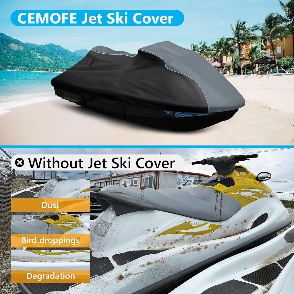 Waterproof Jet Ski Cover for Sea-Doo Spark 2Up Spark Trixx 2Up 2014-2024, 600D Trailerable Jet Ski Cover with 2 Air Vents, Heavy Duty Oxford All Weather Waverunner Cover