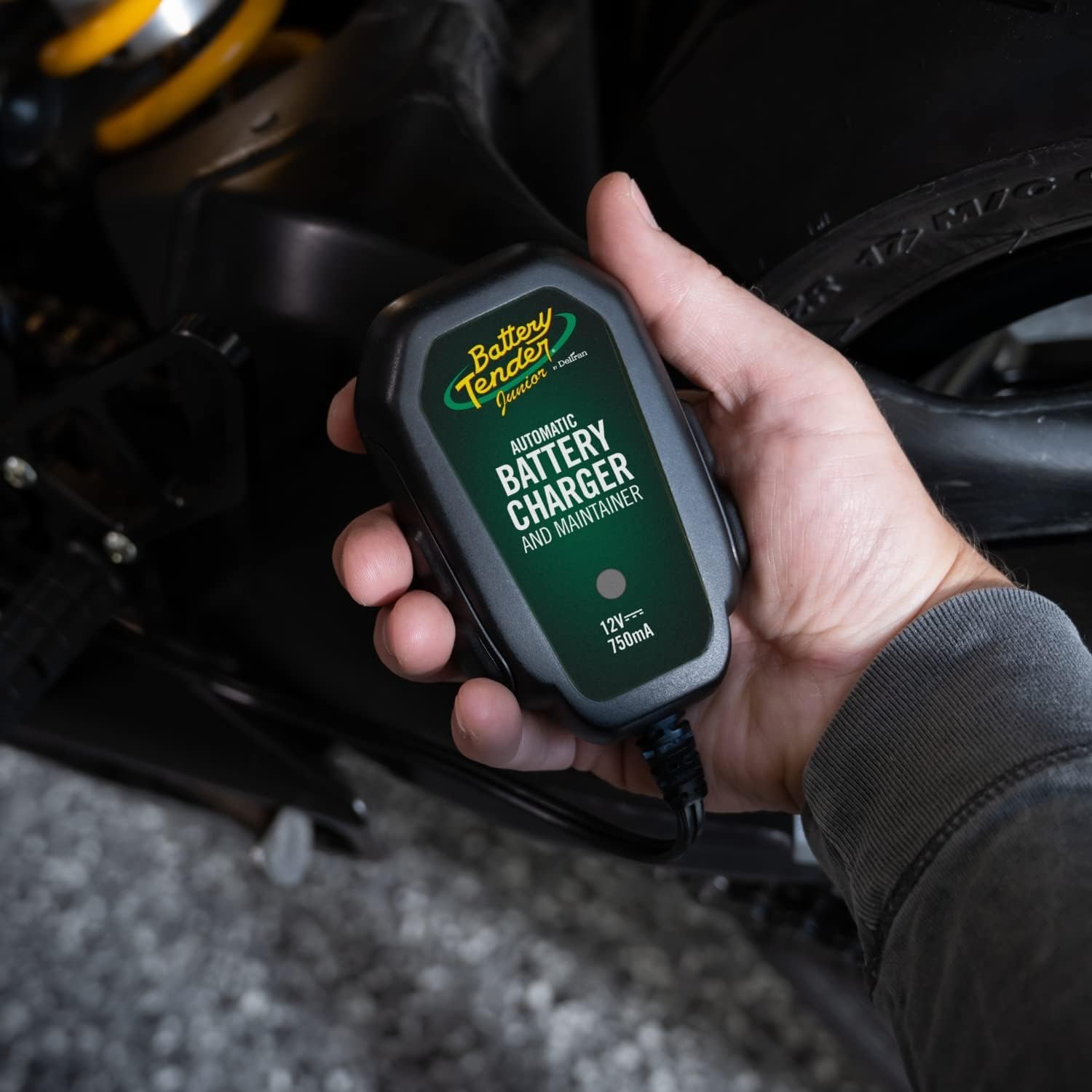 Battery Tender Junior 12V, 750mA Charger and Maintainer: Automatic 12V Powersports for Motorcycle, ATVs, and More - Smarter Than a Trickle Charger - 021-0123