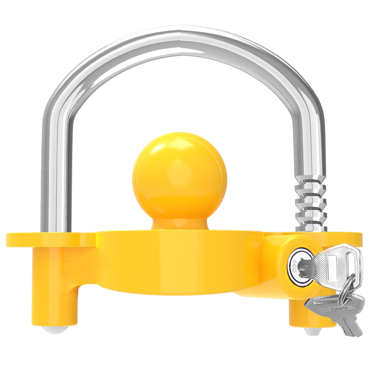 Funmit Trailer Lock Universal Coupler Ball Lock Fits 1-7/8", 2", and 2-5/16" Couplers, Boat Camper Accessories for Travel Trailers Adjustable Heavy-Duty Steel Hitch Lock Black