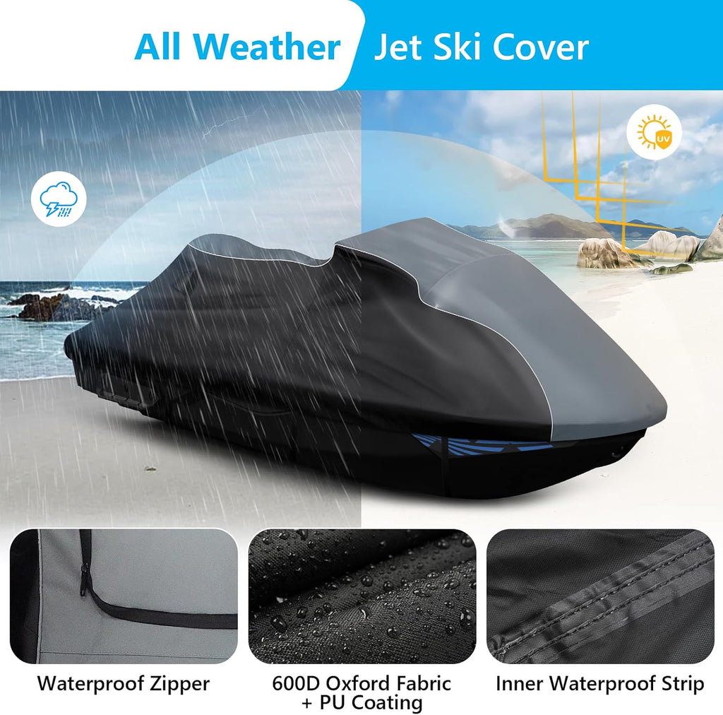 Waterproof Jet Ski Cover for Sea-Doo Spark 2Up Spark Trixx 2Up 2014-2024, 600D Trailerable Jet Ski Cover with 2 Air Vents, Heavy Duty Oxford All Weather Waverunner Cover