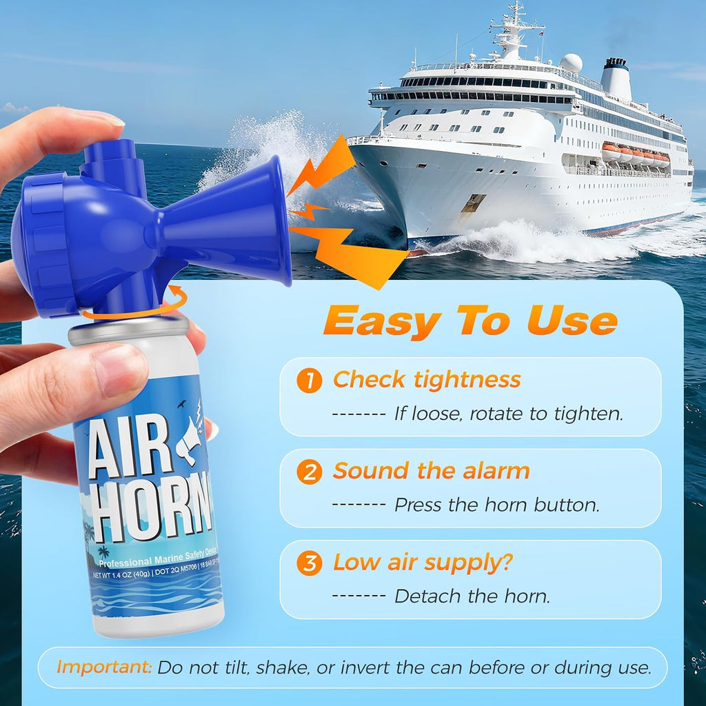 Nicehill 1.4oz Air Horn, 122dB Loud Safety Air Horns for Boating Emergency & Sporting Events, Handheld Marine Horn with Easy Button Operation for Warning Signals & Alerts, 1 Pack