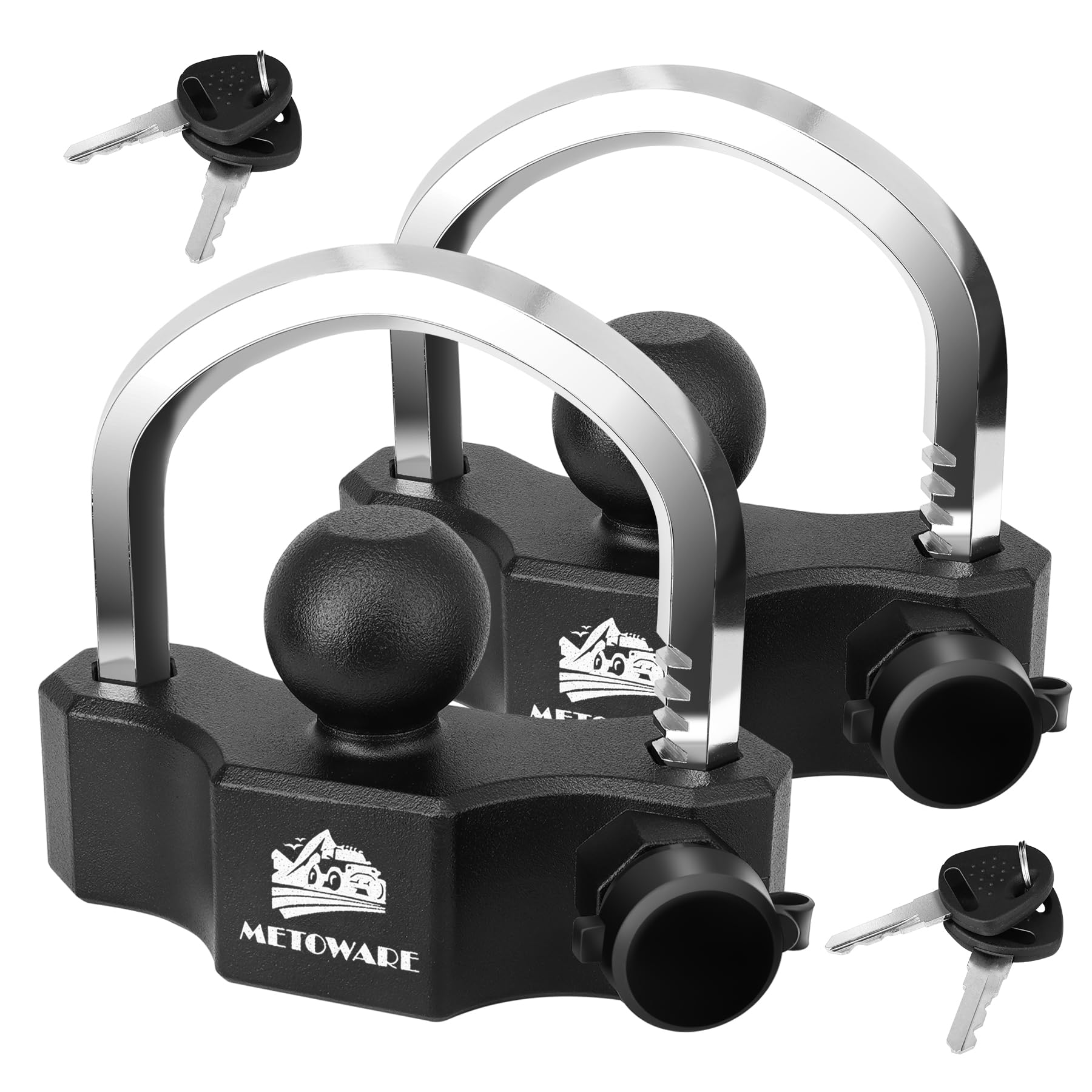 METOWARE Universal Trailer Hitch Locks, Adjustable Heavy-Duty Trailer Coupler Ball Locks Fit 1-7/8 Inch, 2 Inch, 2-5/16 Inch Couplers with 2 Keys