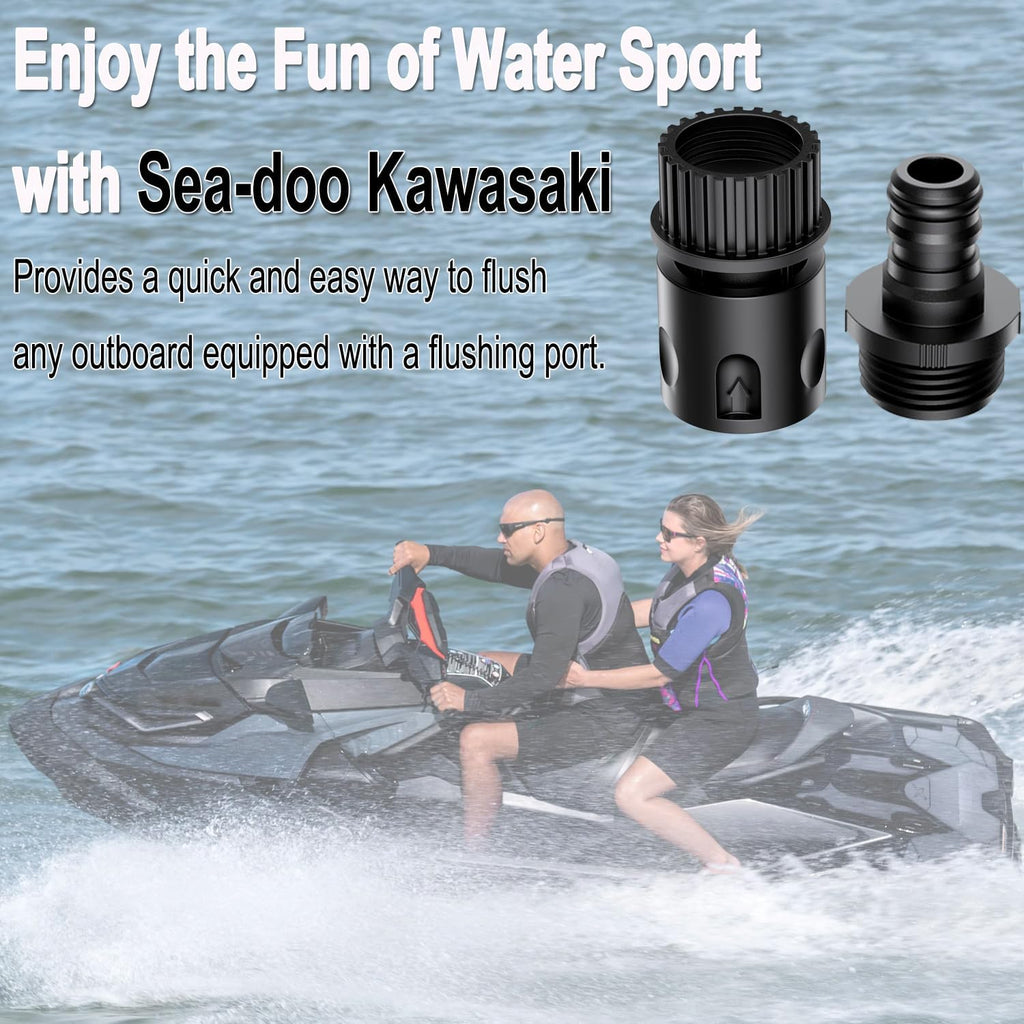 Quick Connect Flush Kit for Sea-Doo, Kawasaki, Yamaha, Honda & Jet Ski - Universal Garden Hose Flush Adapter for PWC, Boat & Outboard Motors