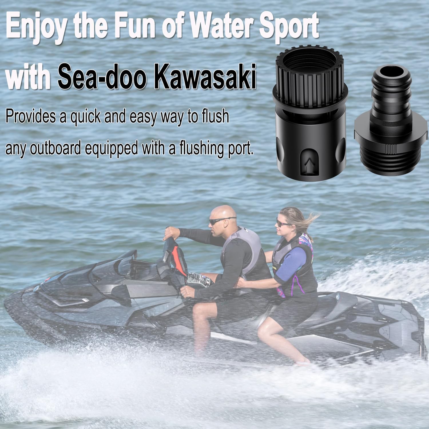 Quick Connect Flush Kit for Sea-Doo, Kawasaki, Yamaha, Honda & Jet Ski - Universal Garden Hose Flush Adapter for PWC, Boat & Outboard Motors
