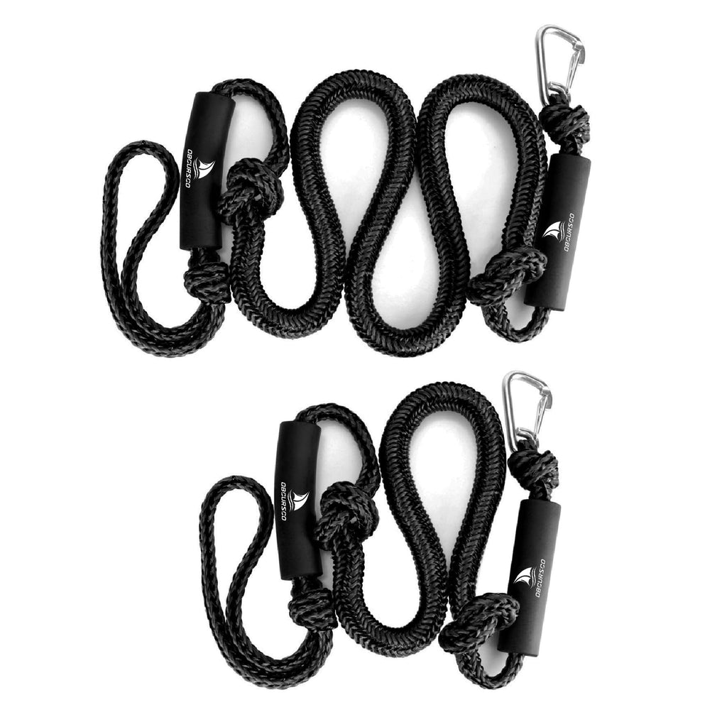 Obcursco Bungee Dock Lines for Boat, Docking Rope with 316 Stainless Steel Clips, Accessories for Jet Ski, PWC, SeaDoo, Pontoon, Center Console, Sets of Two(4ft & 6ft) (Green/Yellow)