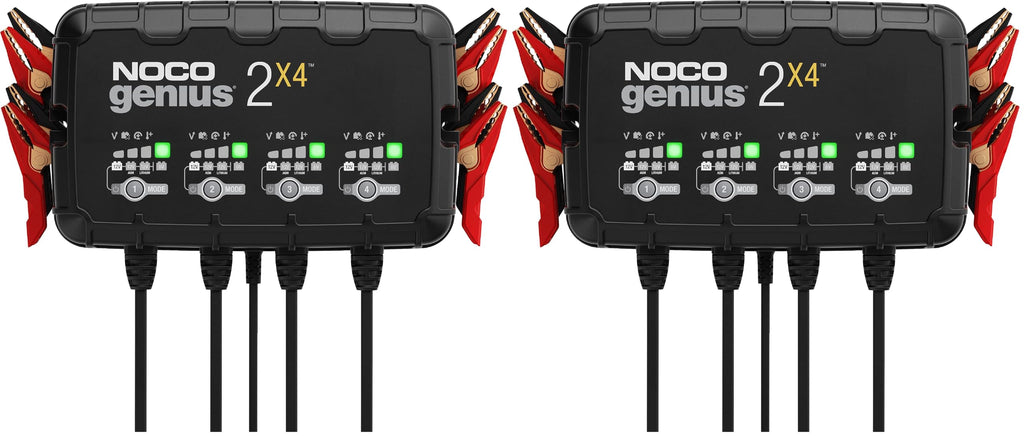 NOCO GENIUS2X4: 8A 4-Bank Smart Battery Charger (2A/Bank) - 6V/12V Automatic Maintainer, Trickle Charger & Desulfator with Overcharge Protection & Temperature Compensation – for Lead-Acid & Lithium