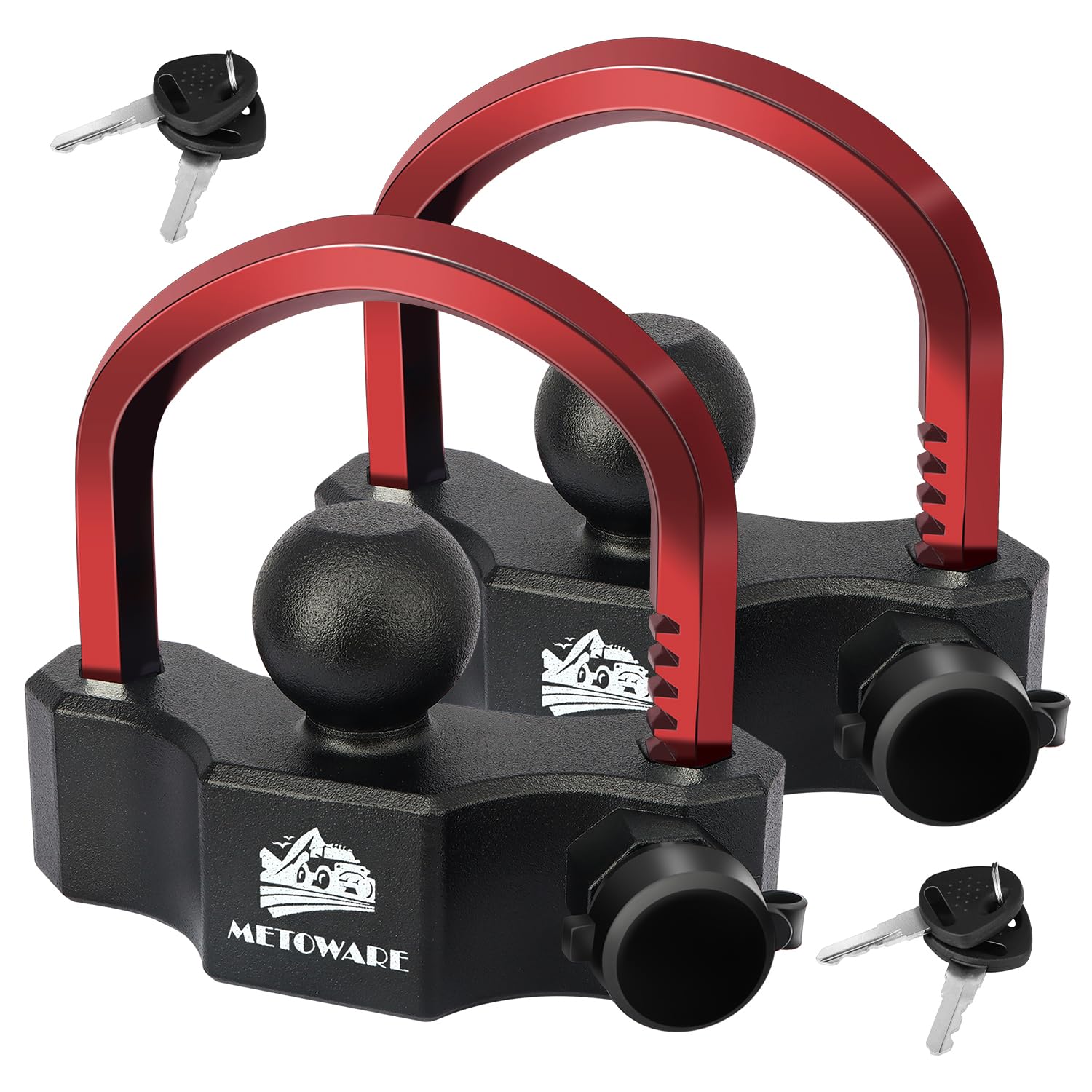 METOWARE Universal Trailer Hitch Locks, Adjustable Heavy-Duty Trailer Coupler Ball Locks Fit 1-7/8 Inch, 2 Inch, 2-5/16 Inch Couplers with 2 Keys