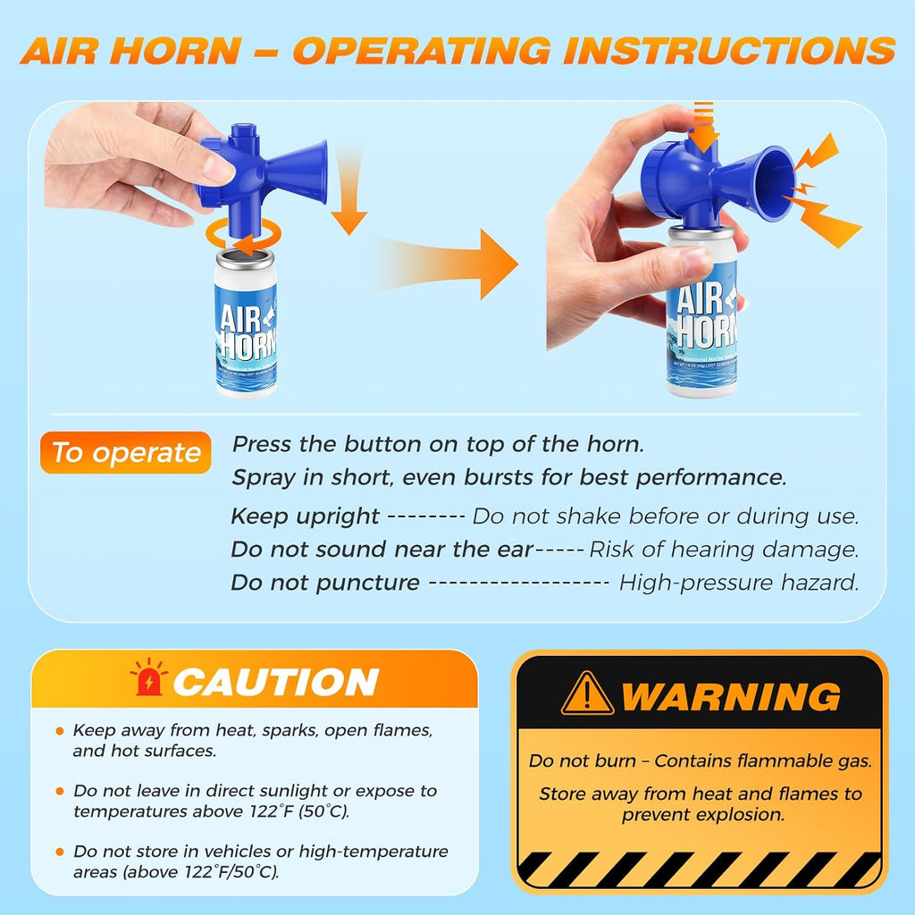 Nicehill 1.4oz Air Horn, 122dB Loud Safety Air Horns for Boating Emergency & Sporting Events, Handheld Marine Horn with Easy Button Operation for Warning Signals & Alerts, 1 Pack