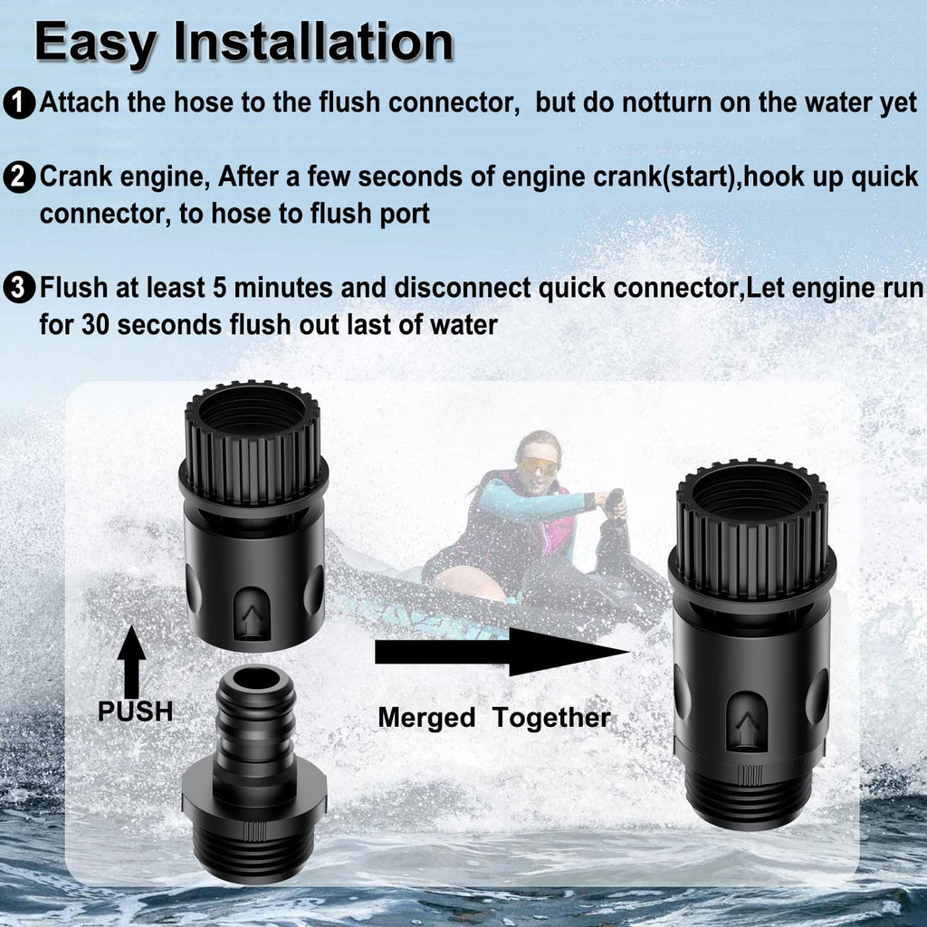 Quick Connect Flush Kit for Sea-Doo, Kawasaki, Yamaha, Honda & Jet Ski - Universal Garden Hose Flush Adapter for PWC, Boat & Outboard Motors