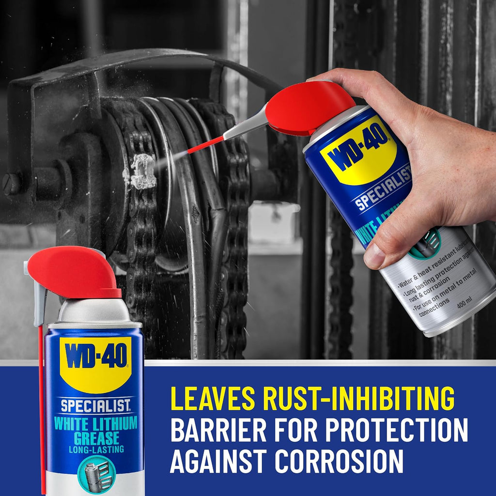 WD-40 Specialist White Lithium Grease Spray with SMART STRAW SPRAYS 2 WAYS, 10 OZ [6-Pack]