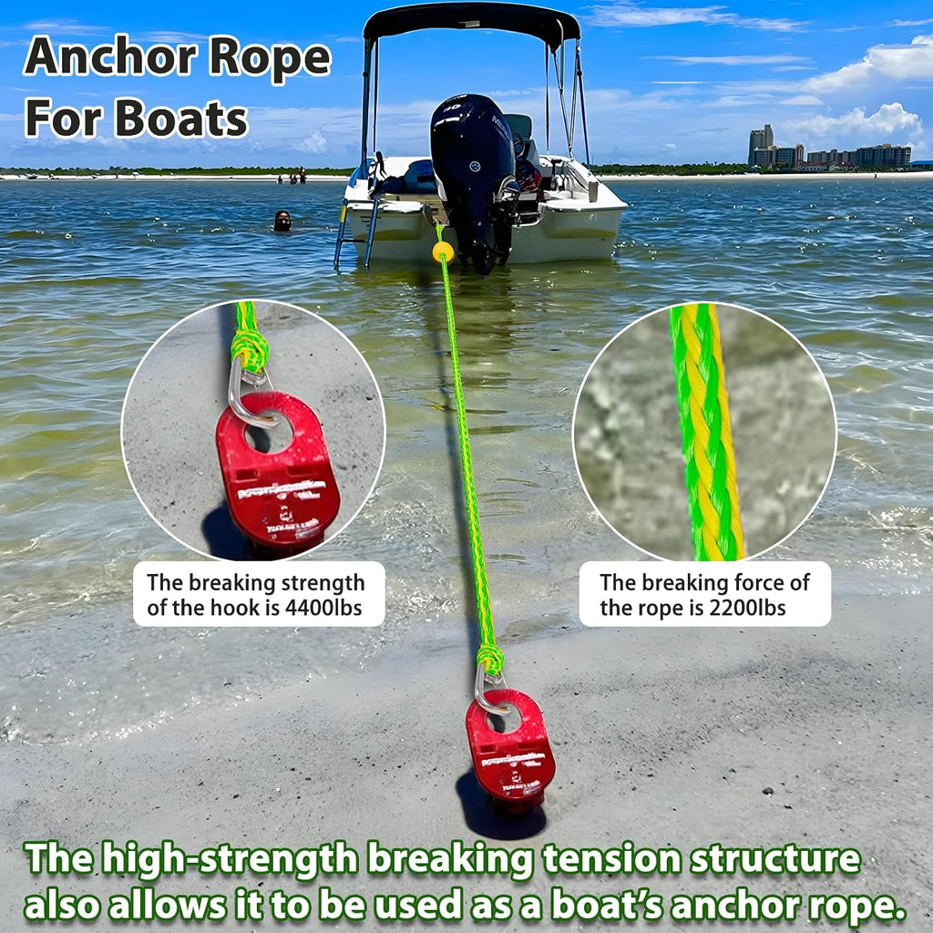 Jetski Tow Rope and Anchor Line – 40FT Floating Towing Rope for Jet Ski Rescue, PWC Recovery, and Anchor Lines for Bass Boats, Jon Boat, PWC, Seadoo – 2200 lbs Break Strength