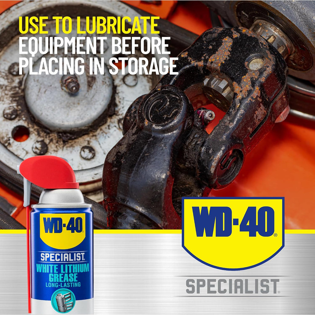 WD-40 Specialist White Lithium Grease Spray with SMART STRAW SPRAYS 2 WAYS, 10 OZ [6-Pack]