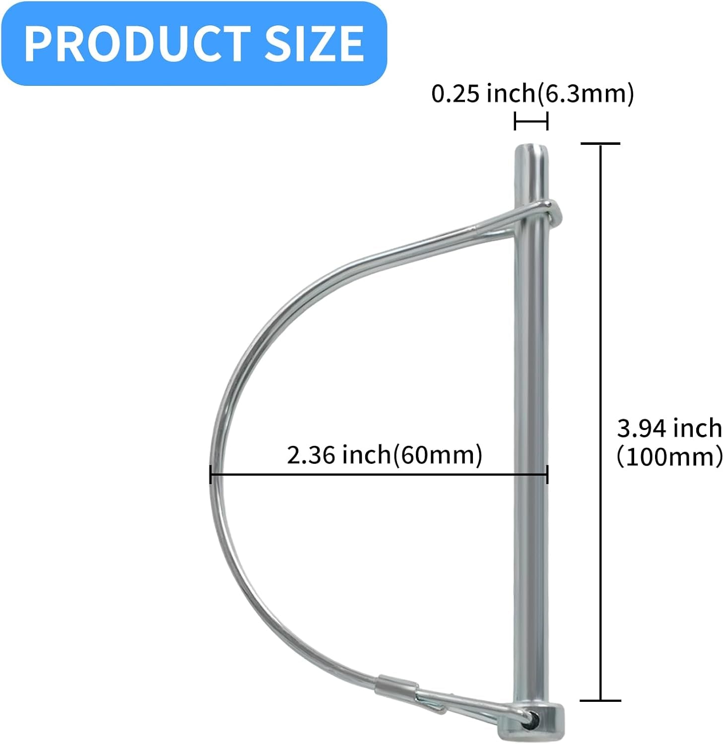 2Pcs Professional Level Trailer Coupler Pin 1/4" X 4"(6.3Mm X 100Mm),Premium Hitch Pin Trailer Hitch Pin,Upgrade Trailer Pin,Coupler Pin for Farm Trailers, Towing, Lawn,Camping Car