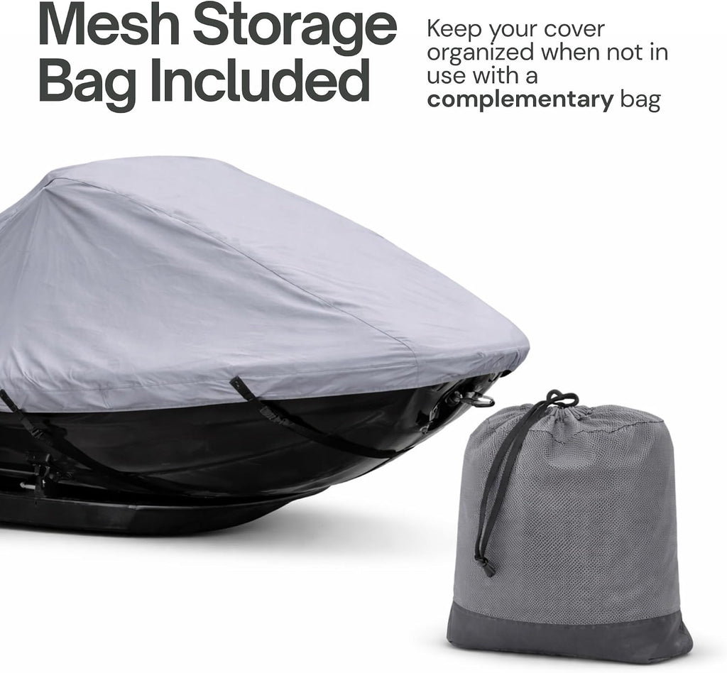 Trailerable Jet Ski Cover Personal Watercraft PWC Storage Compatible with Sea-Doo, Yamaha, Kawasaki, Polaris, Wet Jet, Honda, ARTCO Fits up to 140" (Charcoal Grey)