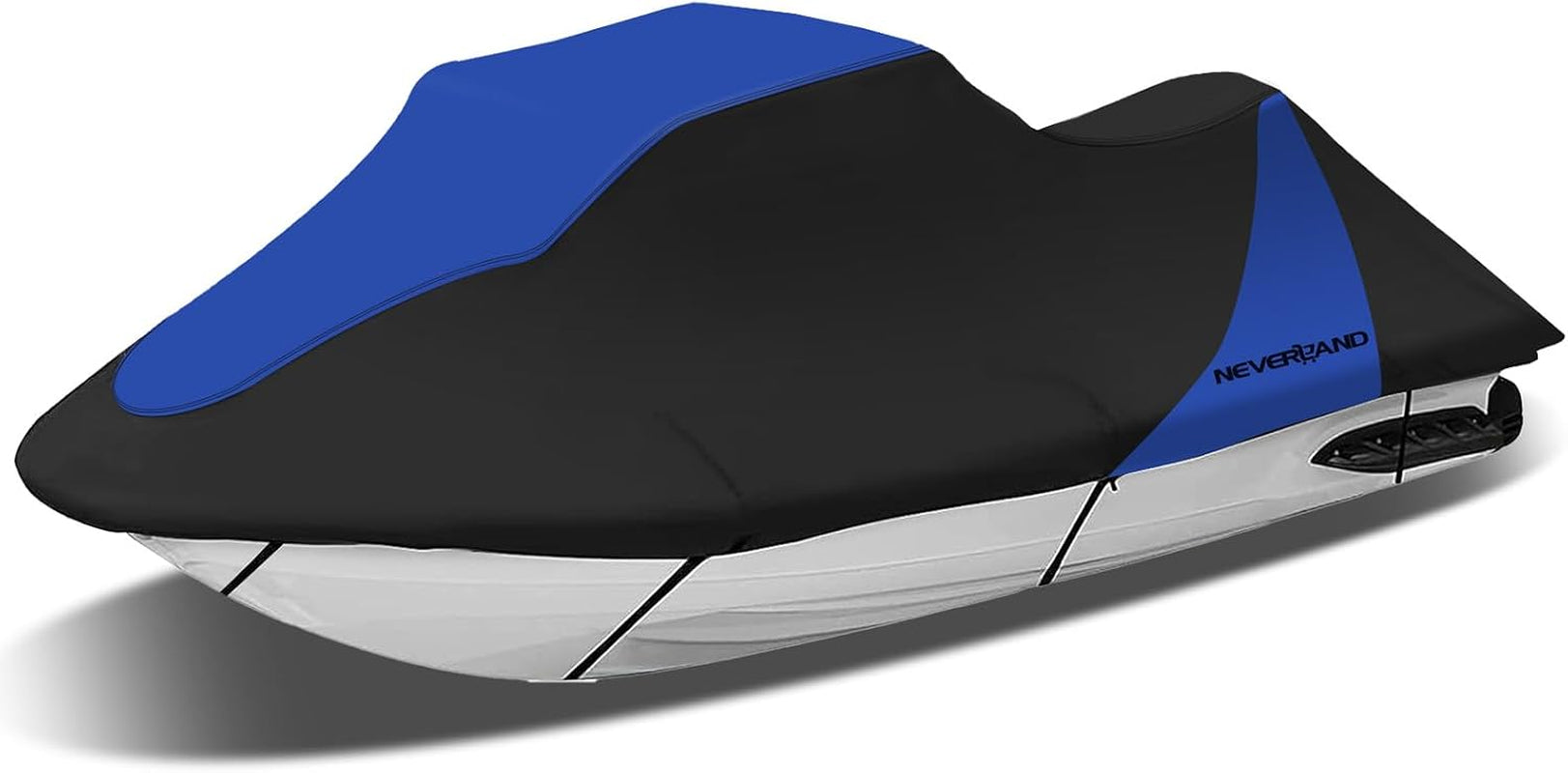 Trailerable Jet Ski Cover Waterproof - 600D Compatible with Yamaha Seadoo, Jetski Covers 2 3 Seater UV Resistant, Heavy Duty Jetski Cover 2 Air Vents Personal Watercraft Cover 120" to 135"(Dark Blue)