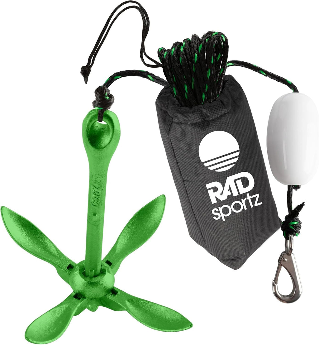 Kayak Anchor - Pound Folding Anchor for Paddle Board, SUP, Canoe, PWC, or Fishing - Jet Ski Anchor Kit with 40 Ft Marine Grade Rope - Jetski and Kayak Accessories by  (Silver)